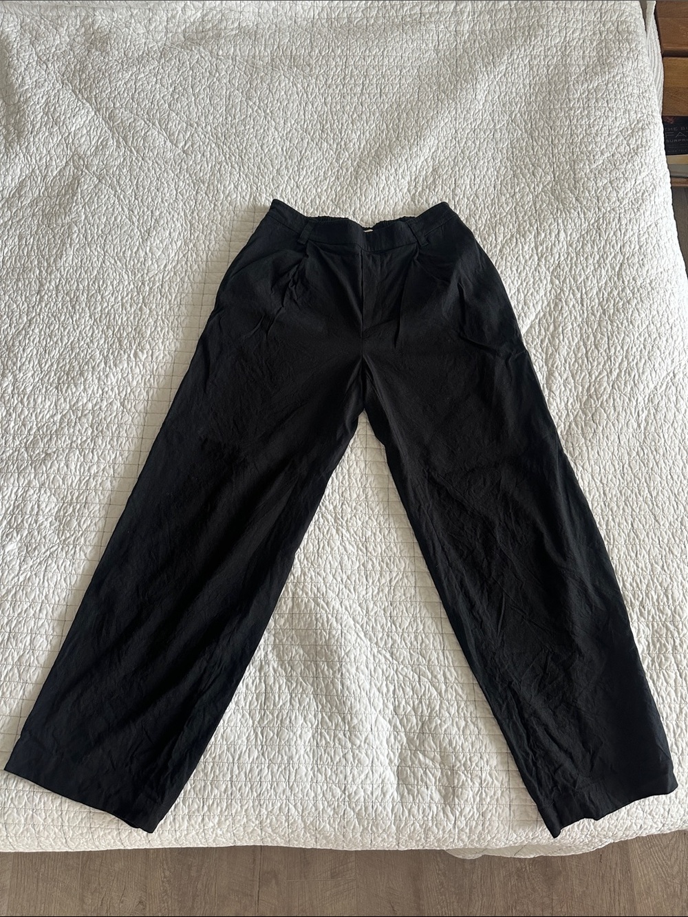 Women’s Linen Blend Black Relaxed Fit Pants